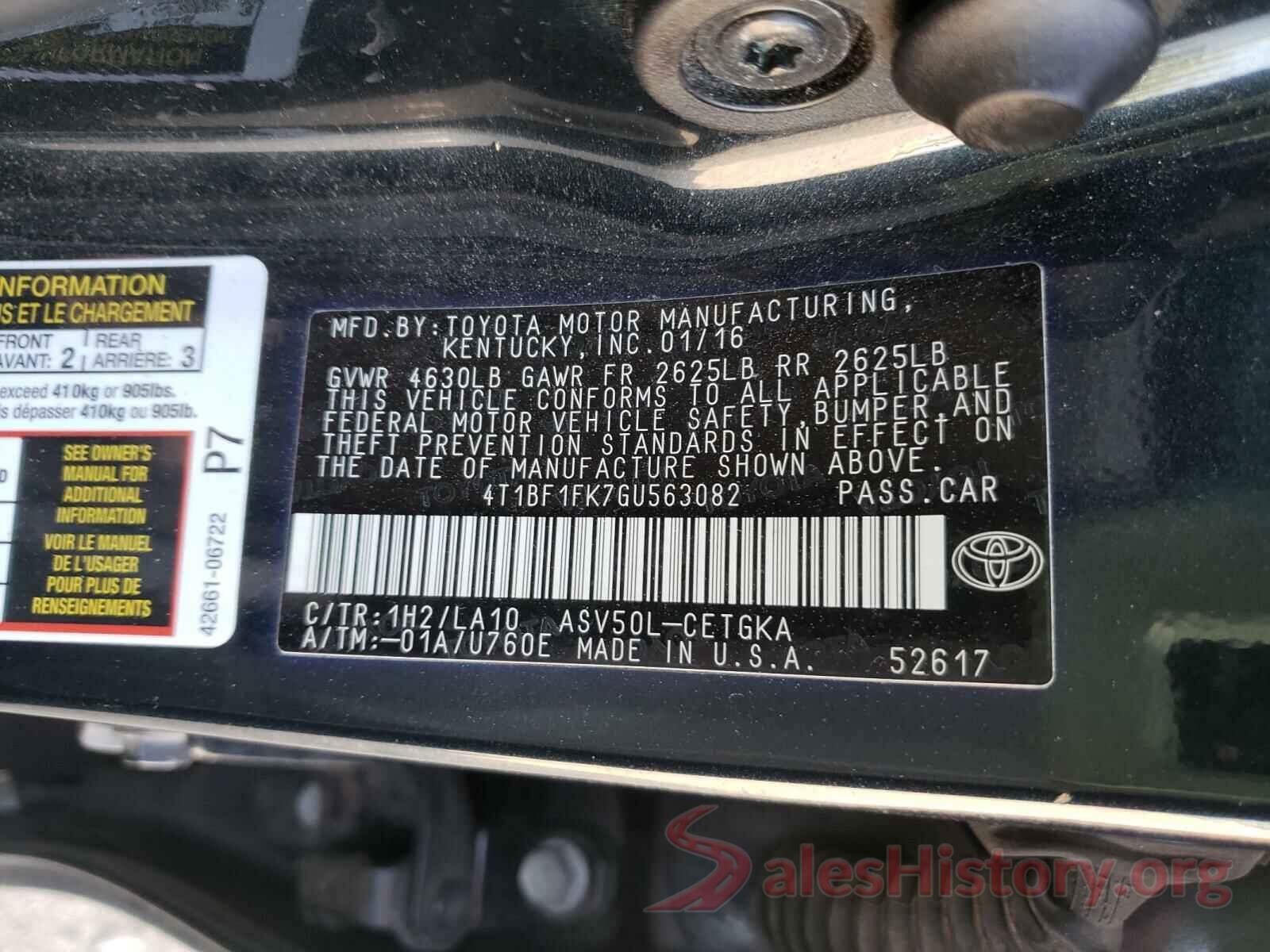 4T1BF1FK7GU563082 2016 TOYOTA CAMRY