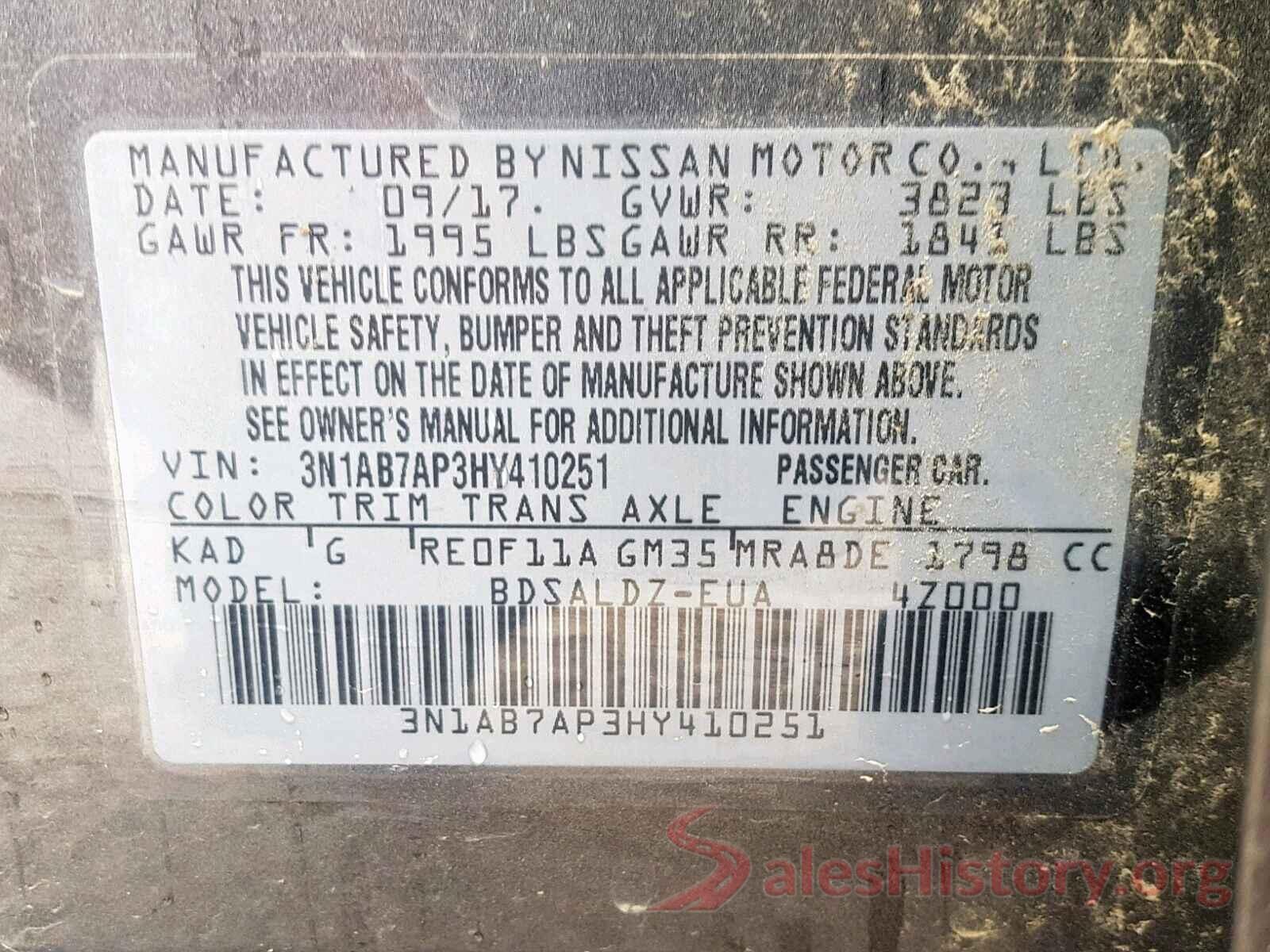 3N1AB7AP3HY410251 2017 NISSAN SENTRA