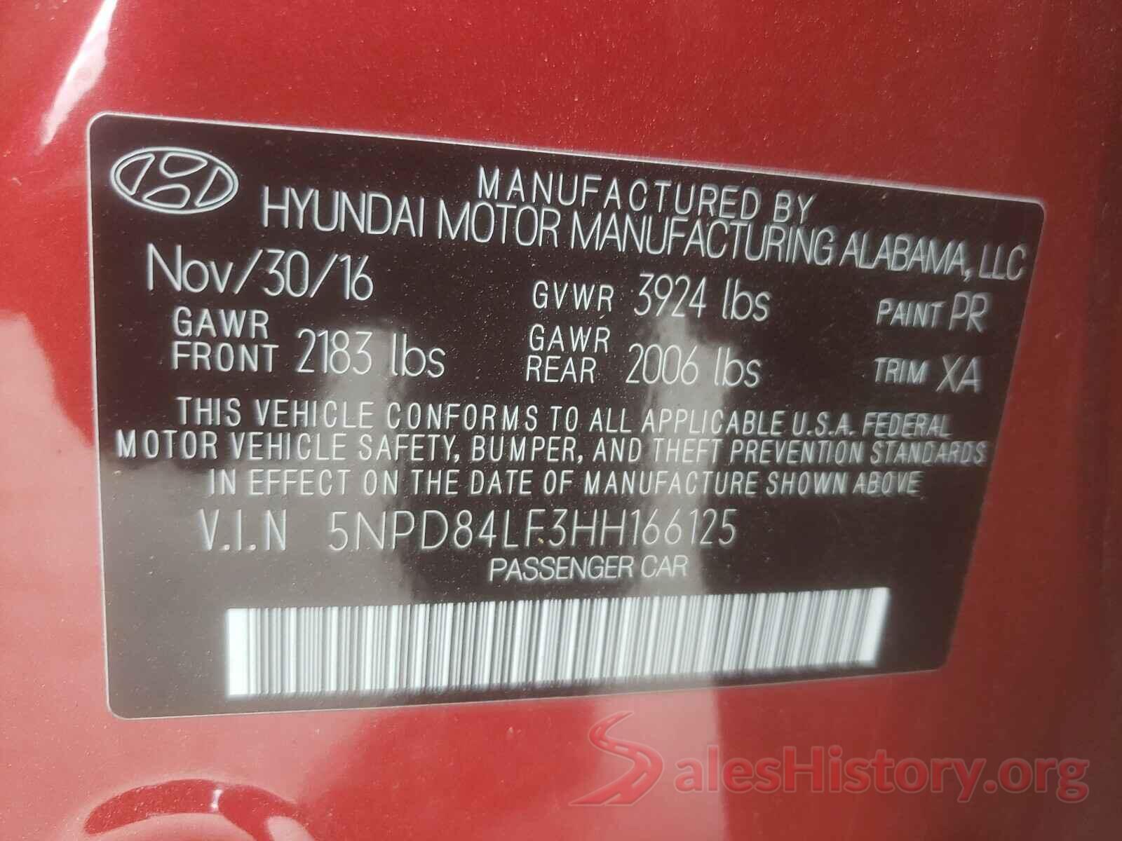 5NPD84LF3HH166125 2017 HYUNDAI ELANTRA