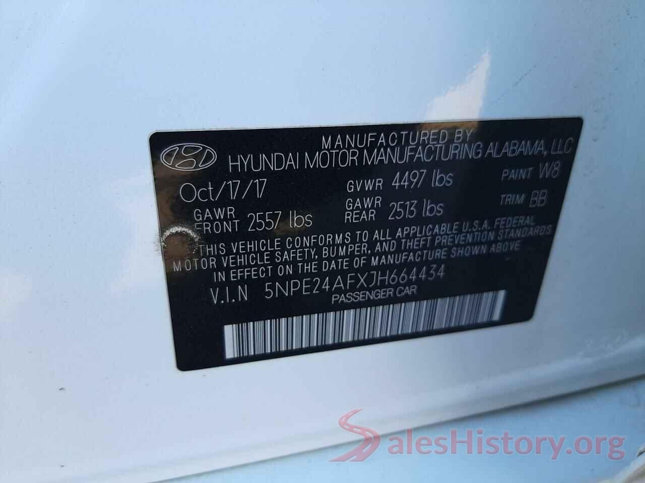 5NPE24AFXJH664434 2018 HYUNDAI SONATA