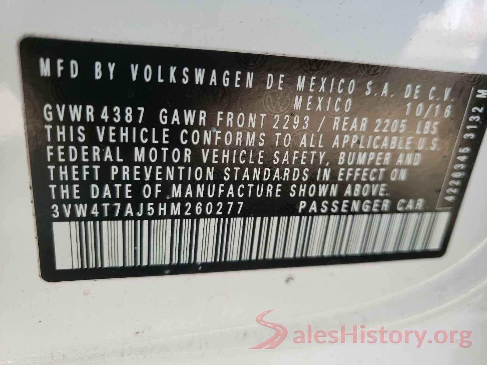 3VW4T7AJ5HM260277 2017 VOLKSWAGEN JETTA