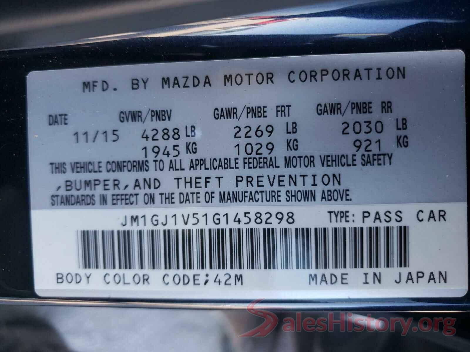 JM1GJ1V51G1458298 2016 MAZDA 6