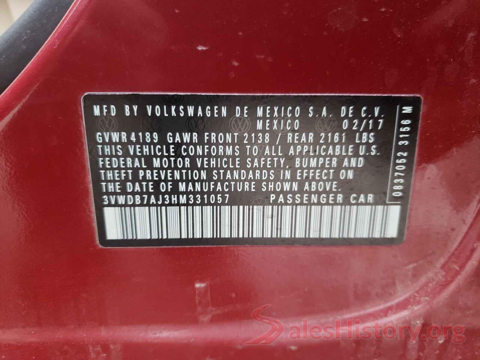 3VWDB7AJ3HM331057 2017 VOLKSWAGEN JETTA