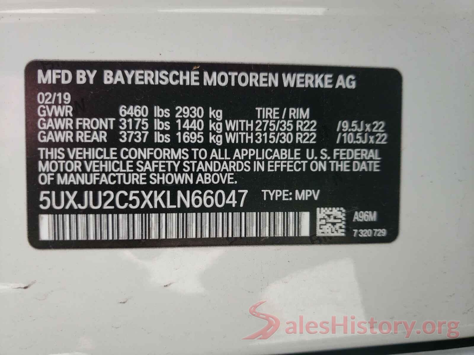 5UXJU2C5XKLN66047 2019 BMW X5