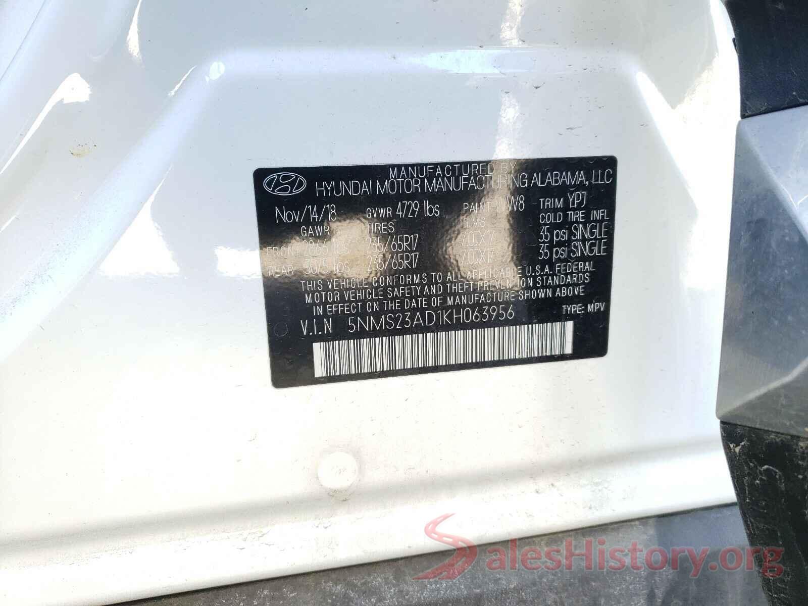 5NMS23AD1KH063956 2019 HYUNDAI SANTA FE