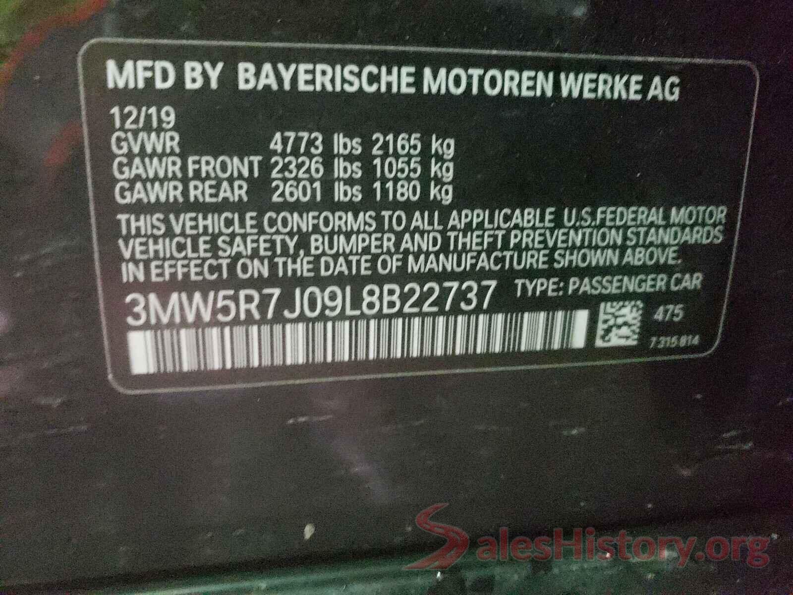 3MW5R7J09L8B22737 2020 BMW 3 SERIES