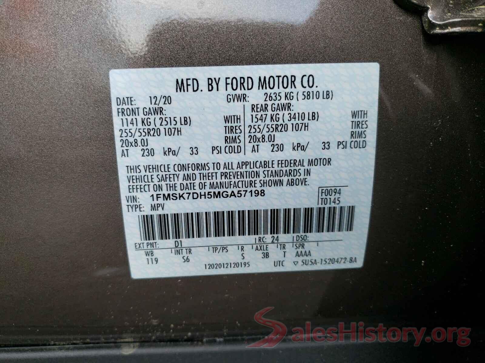 1FMSK7DH5MGA57198 2021 FORD EXPLORER