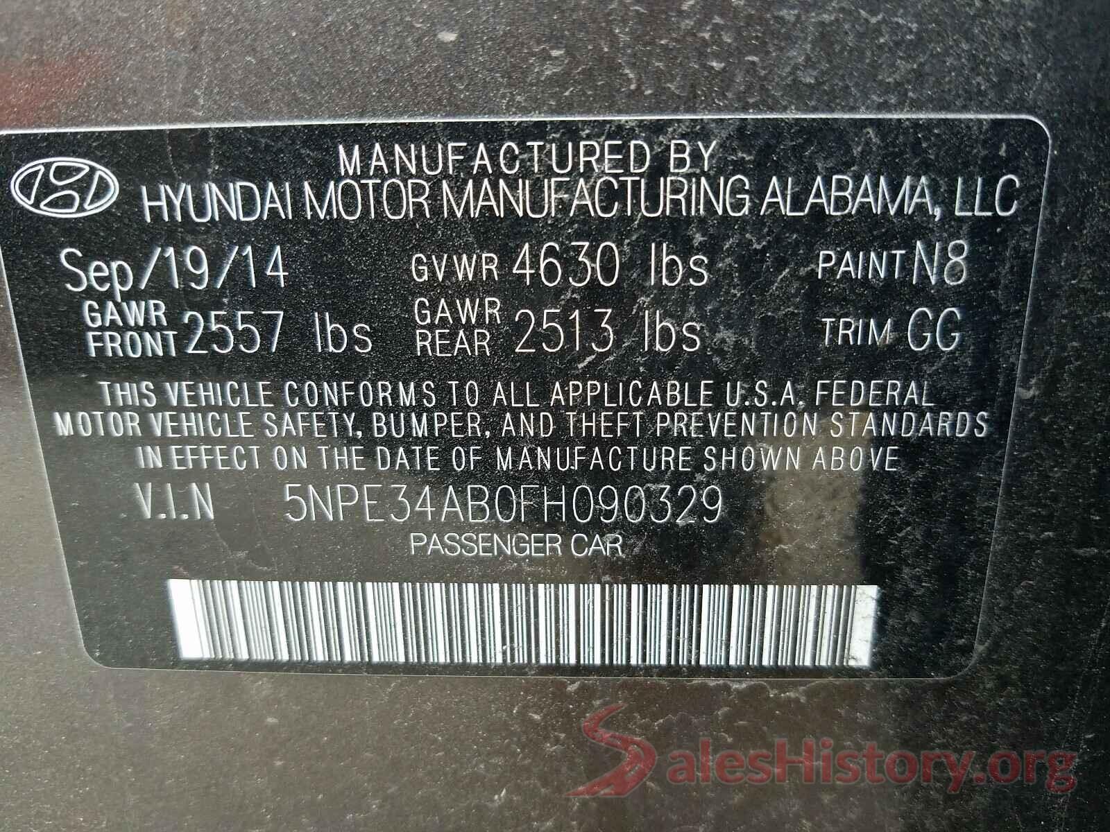 5NPE34AB0FH090329 2015 HYUNDAI SONATA