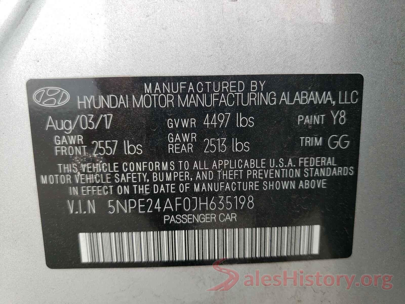 5NPE24AF0JH635198 2018 HYUNDAI SONATA