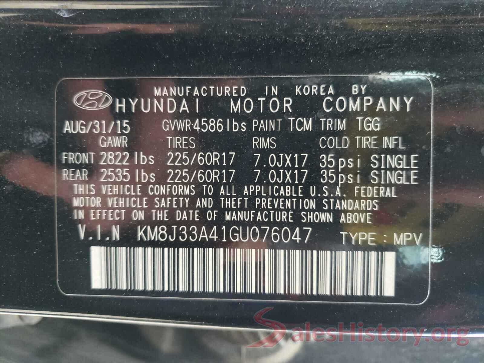 KM8J33A41GU076047 2016 HYUNDAI TUCSON