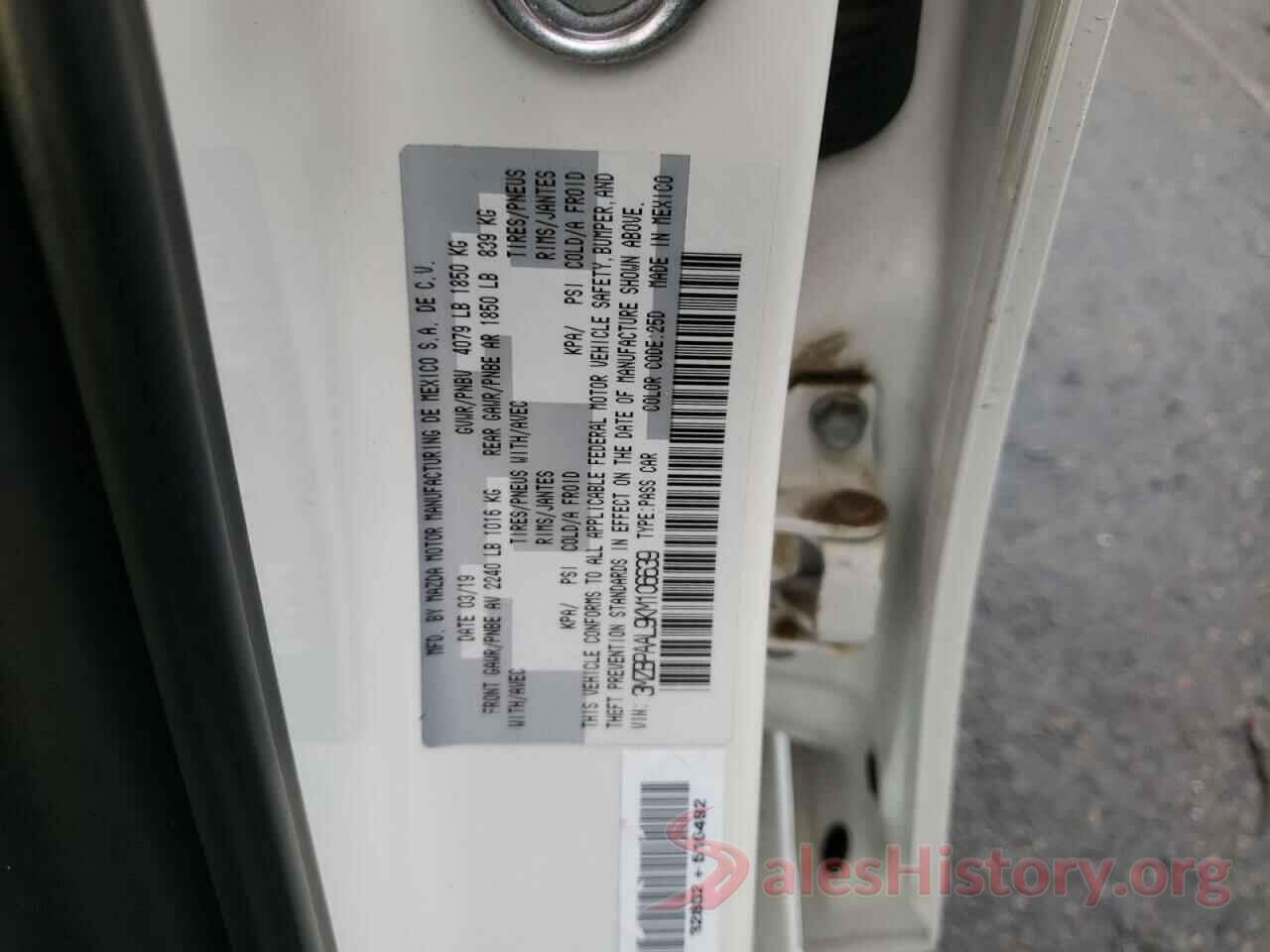 3MZBPAAL9KM106639 2019 MAZDA 3