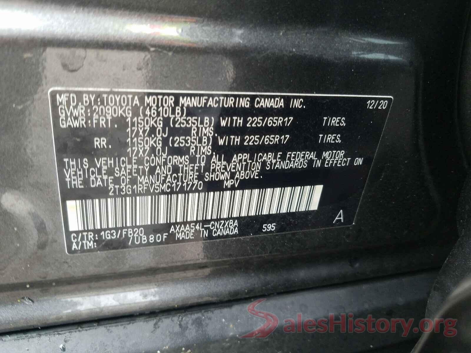 2T3G1RFV5MC171770 2021 TOYOTA RAV4