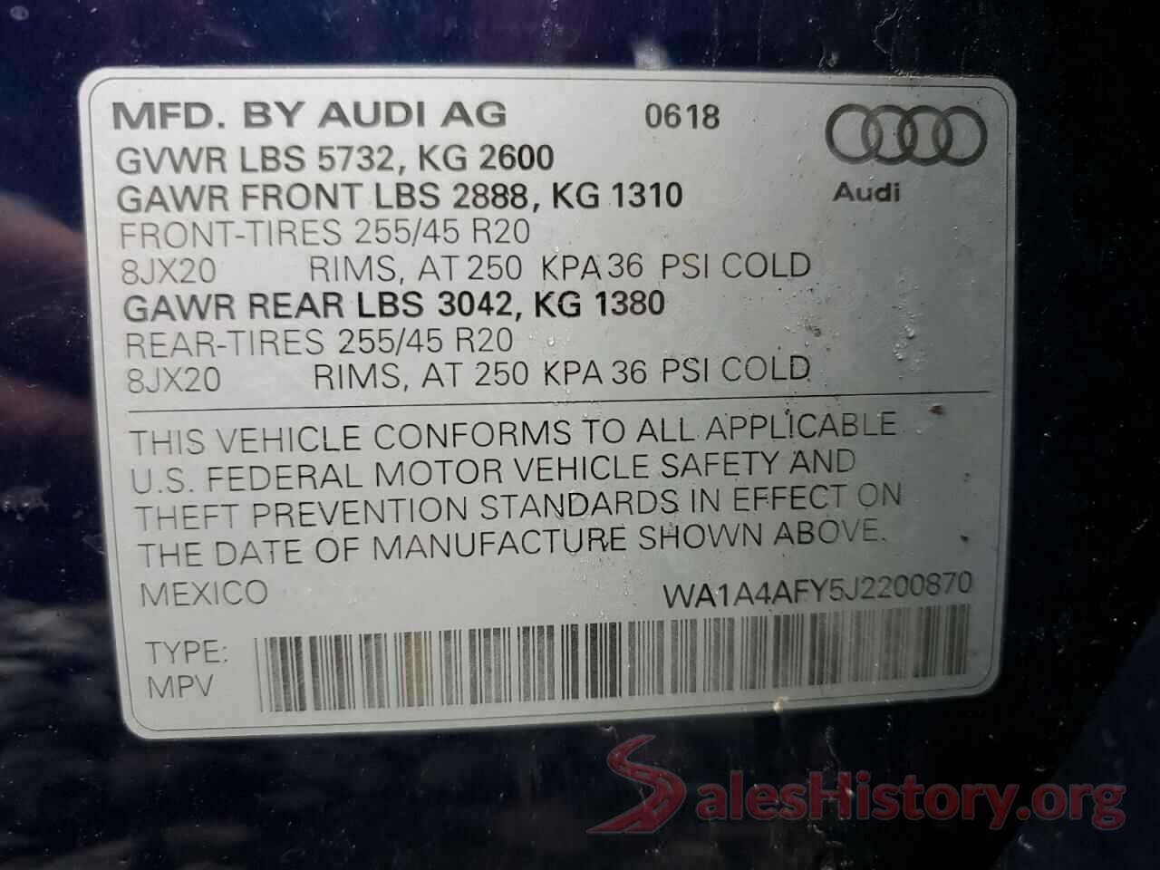 WA1A4AFY5J2200870 2018 AUDI SQ5