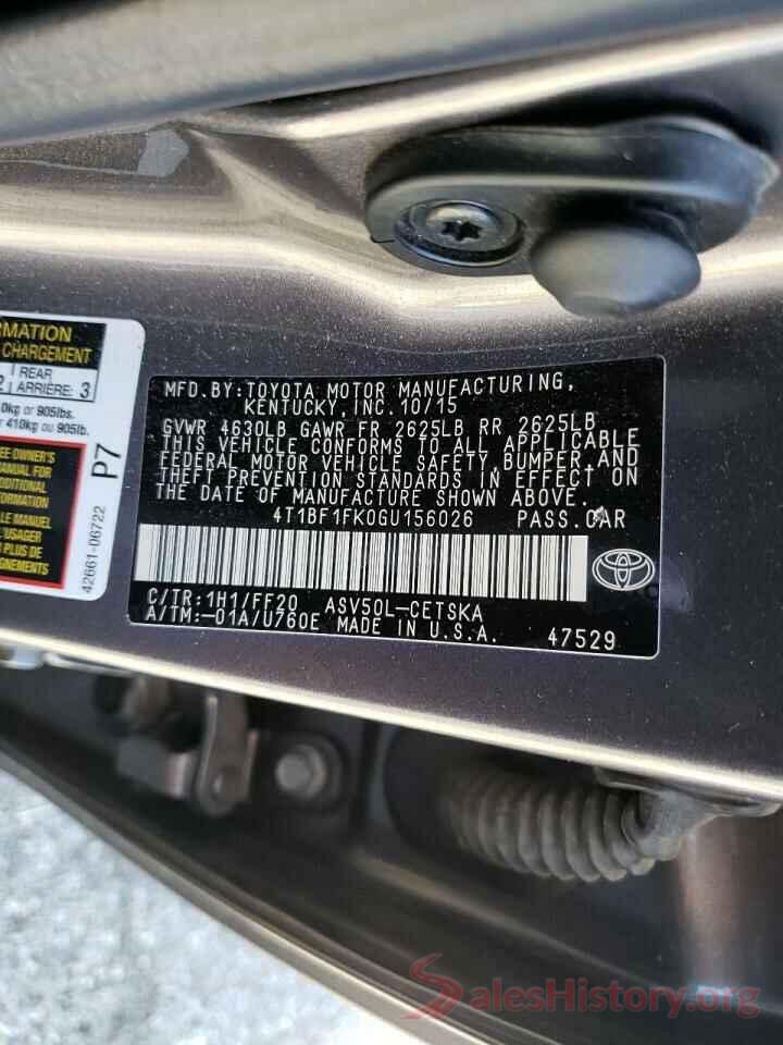 4T1BF1FK0GU156026 2016 TOYOTA CAMRY