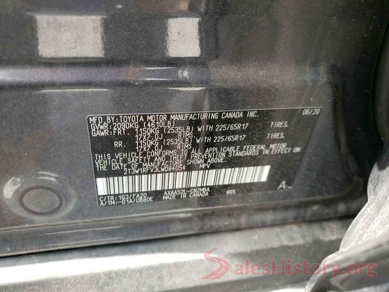 2T3W1RFV3LW084054 2020 TOYOTA RAV4