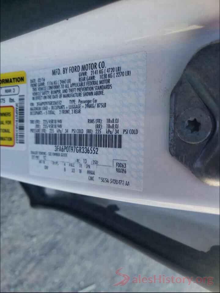 3FA6P0T97GR336552 2016 FORD FUSION