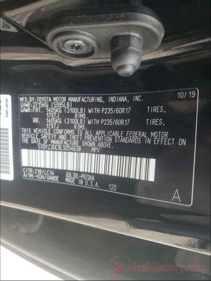 5TDYZ3DC9LS054638 2020 TOYOTA SIENNA