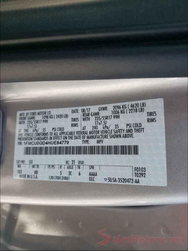 1FMCU0GD4HUE84779 2017 FORD ESCAPE