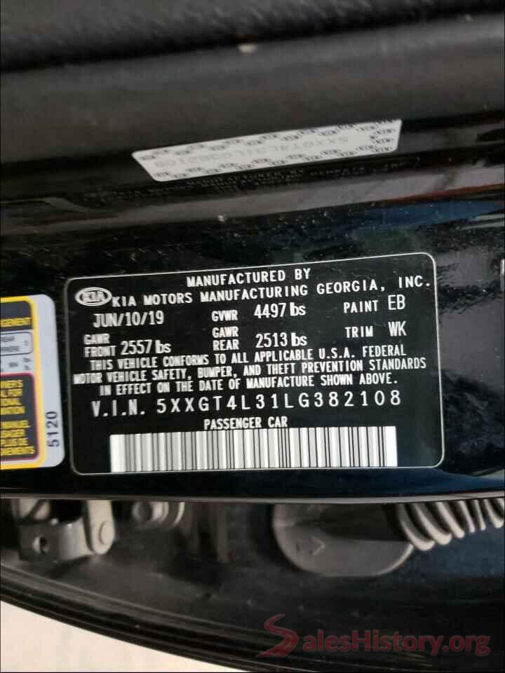 5XXGT4L31LG382108 2020 KIA OPTIMA