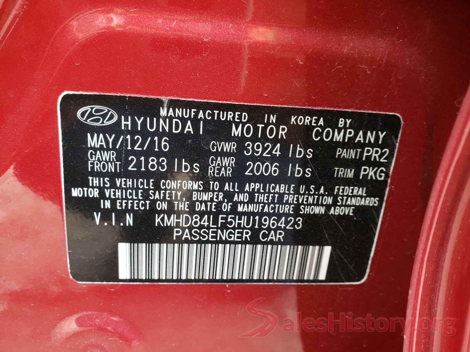 KMHD84LF5HU196423 2017 HYUNDAI ELANTRA