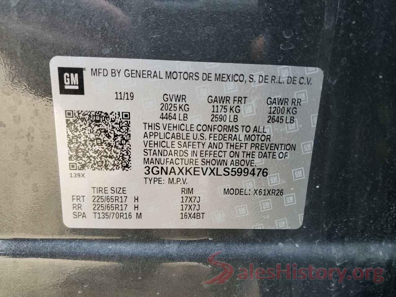 3GNAXKEVXLS599476 2020 CHEVROLET EQUINOX