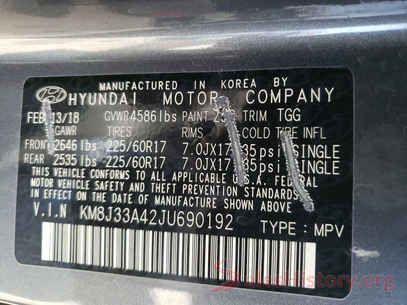 KM8J33A42JU690192 2018 HYUNDAI TUCSON