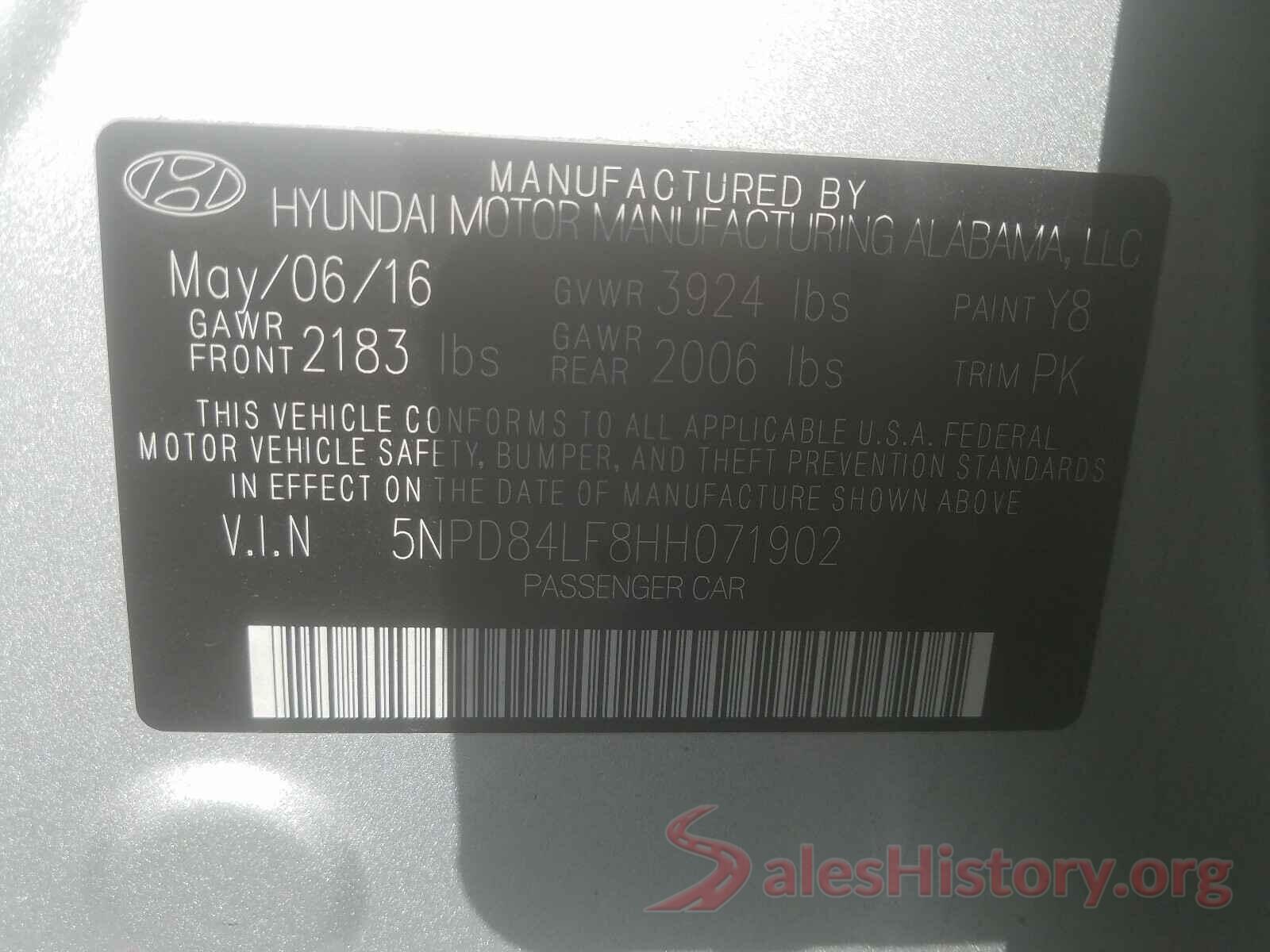 5NPD84LF8HH071902 2017 HYUNDAI ELANTRA