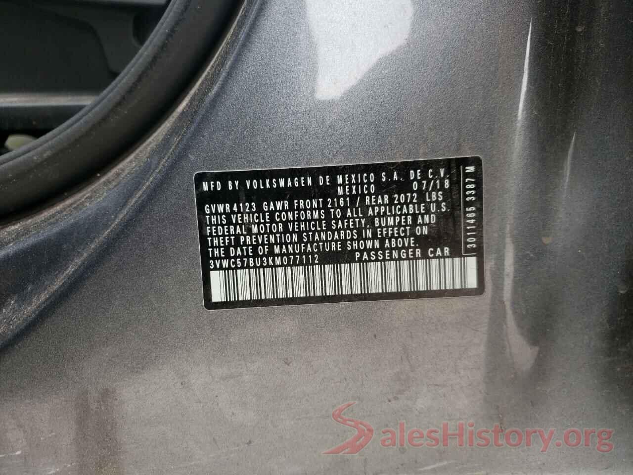 3VWC57BU3KM077112 2019 VOLKSWAGEN JETTA