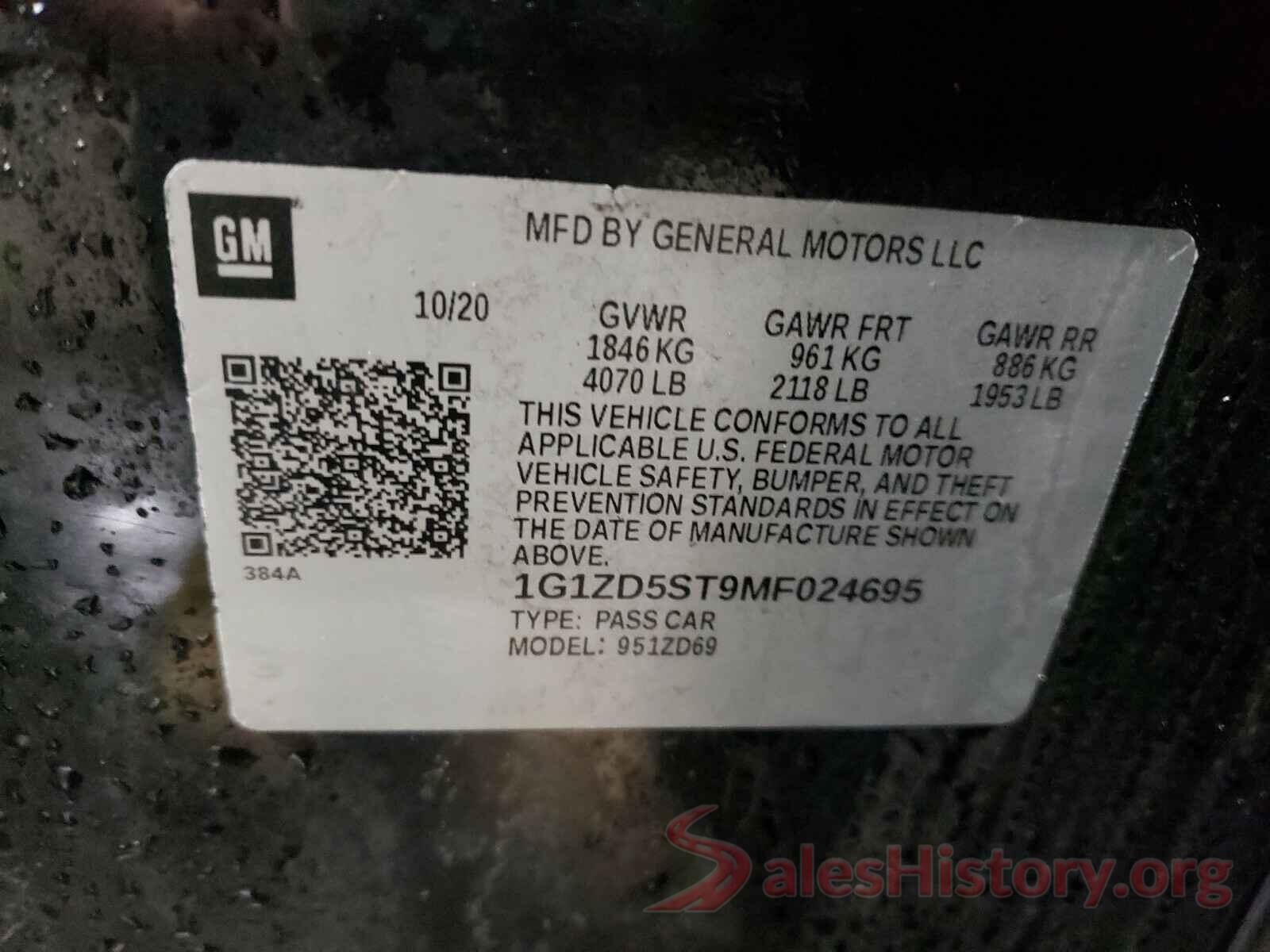 1G1ZD5ST9MF024695 2021 CHEVROLET MALIBU