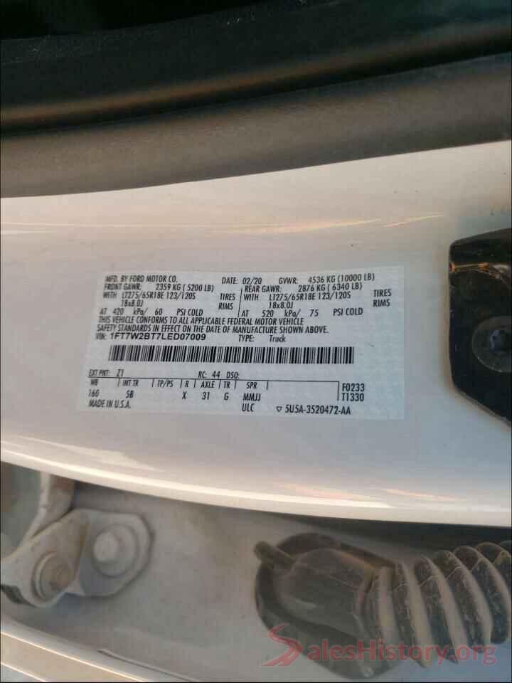 1FT7W2BT7LED07009 2020 FORD F250