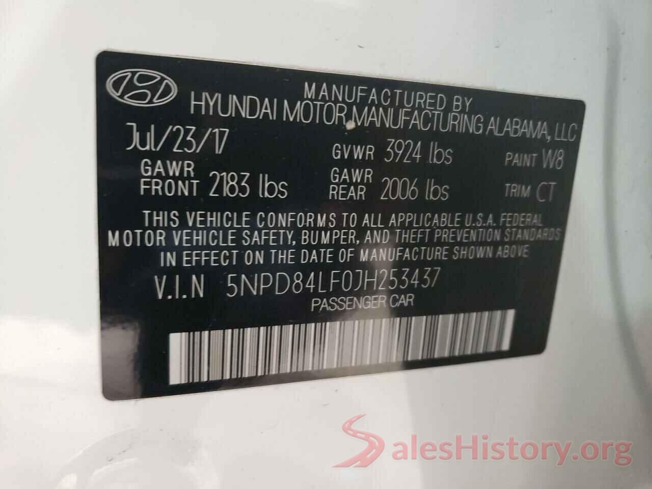 5NPD84LF0JH253437 2018 HYUNDAI ELANTRA