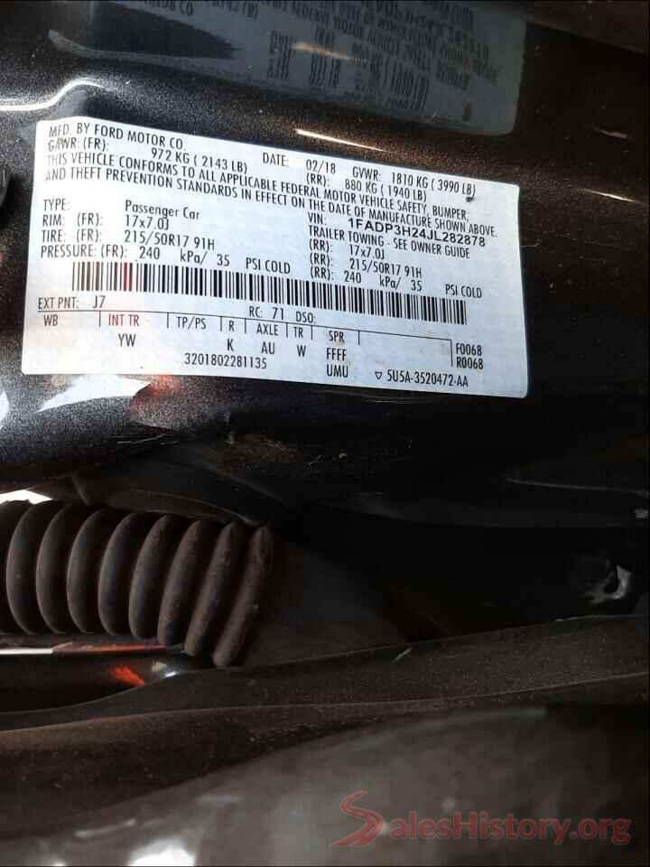 1FADP3H24JL282878 2018 FORD FOCUS