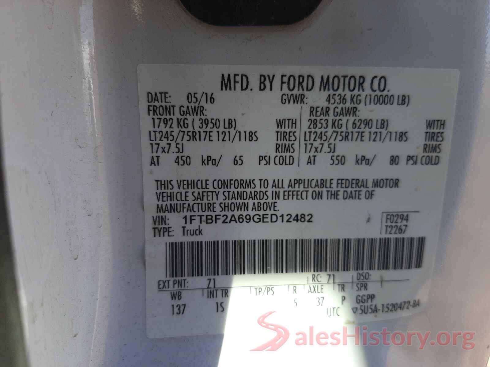 1FTBF2A69GED12482 2016 FORD F250