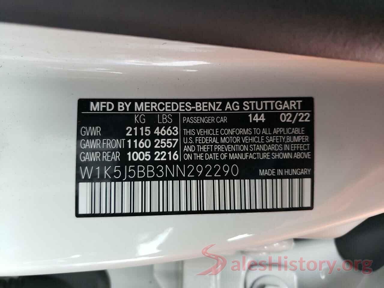 W1K5J5BB3NN292290 2022 MERCEDES-BENZ CLA-CLASS