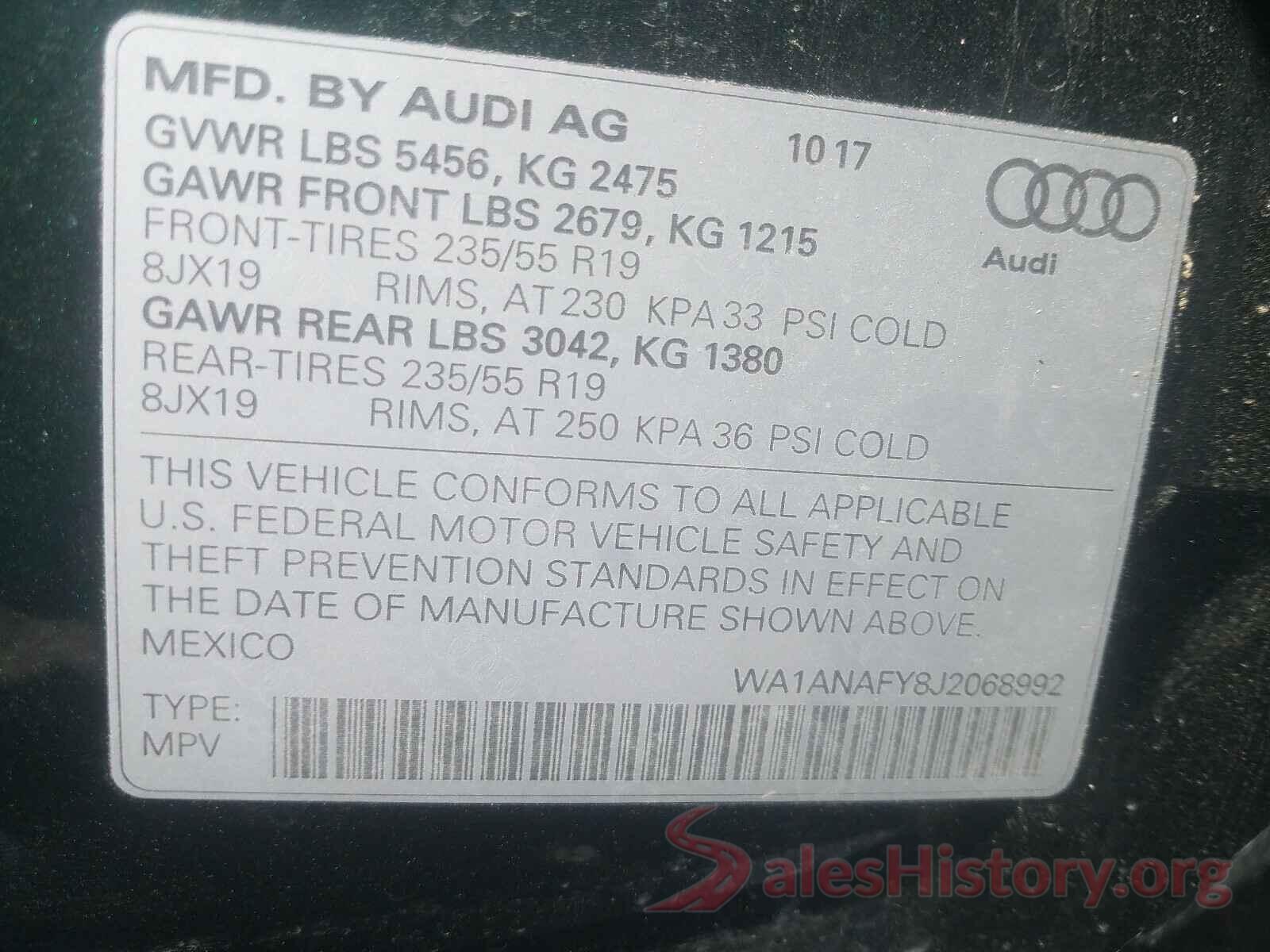 WA1ANAFY8J2068992 2018 AUDI Q5