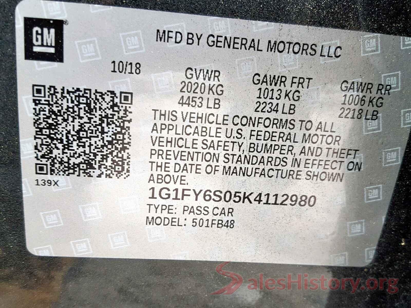 1G1FY6S05K4112980 2019 CHEVROLET BOLT