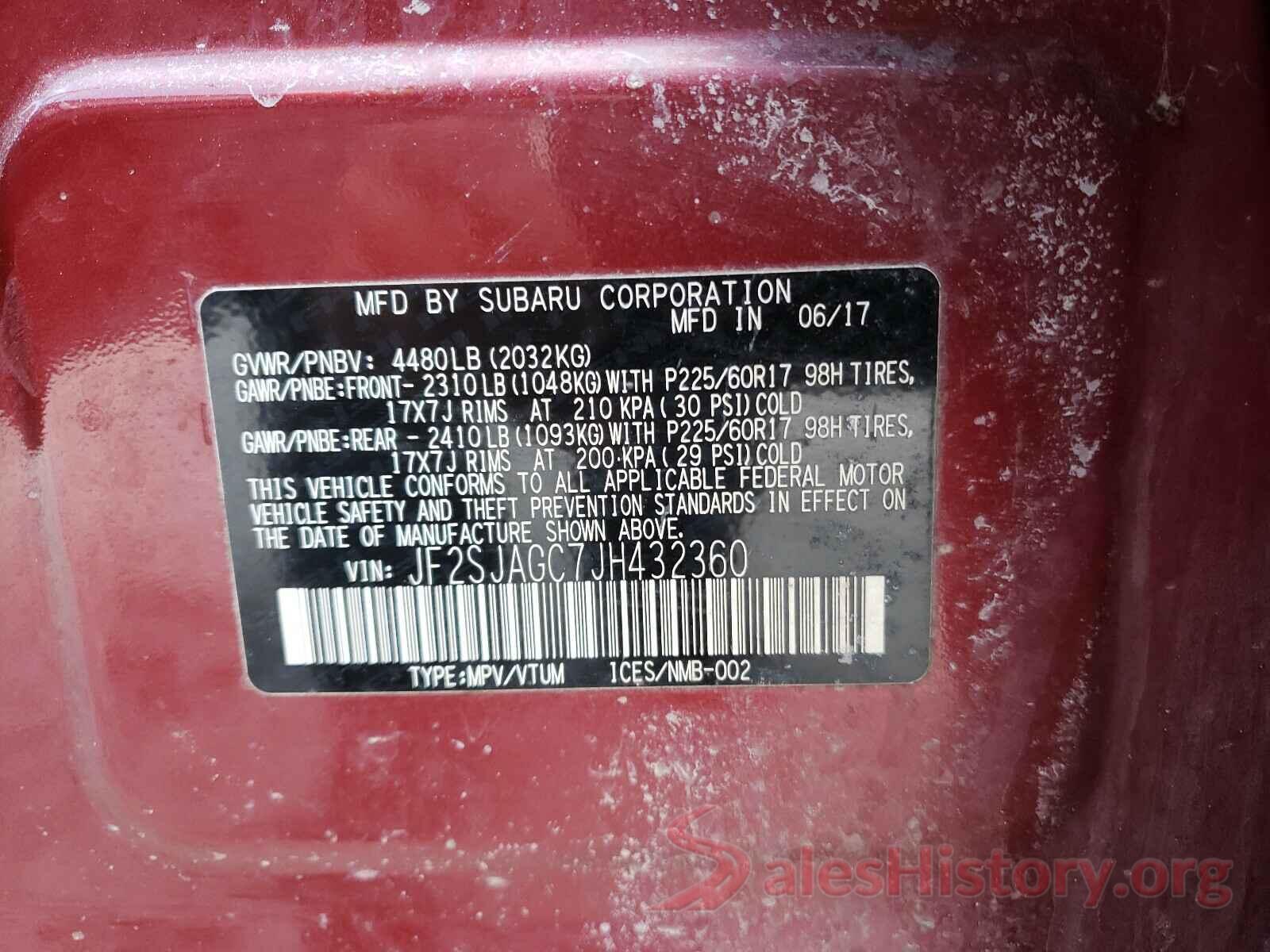 JF2SJAGC7JH432360 2018 SUBARU FORESTER