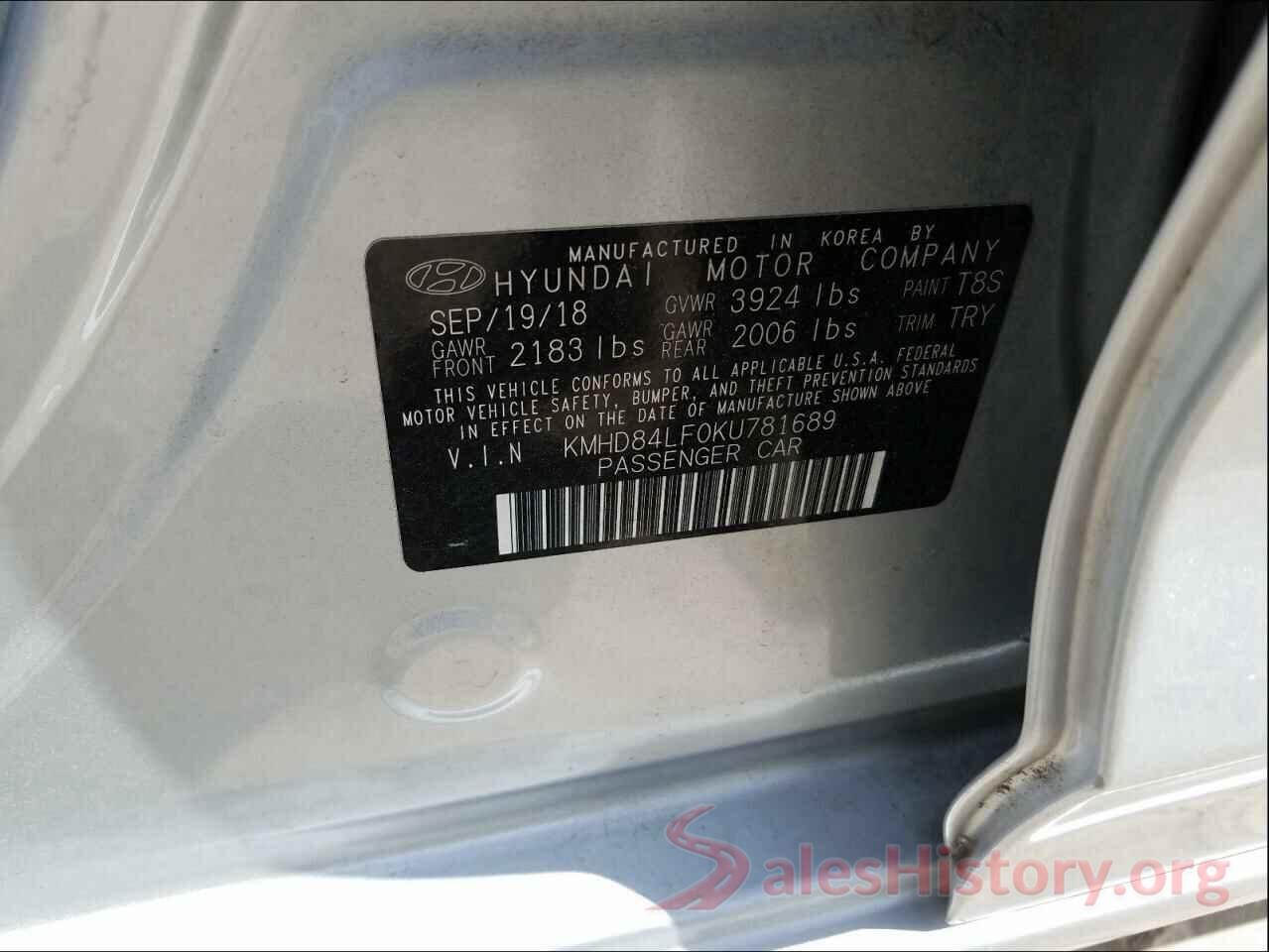 KMHD84LF0KU781689 2019 HYUNDAI ELANTRA