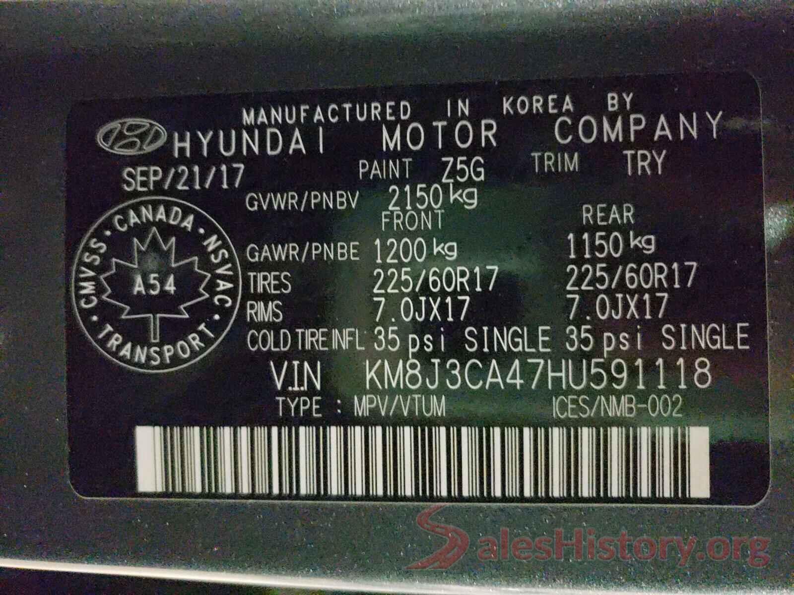 KM8J3CA47HU591118 2017 HYUNDAI TUCSON