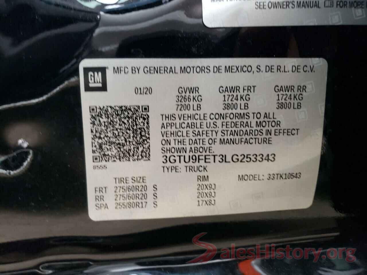 3GTU9FET3LG253343 2020 GMC SIERRA