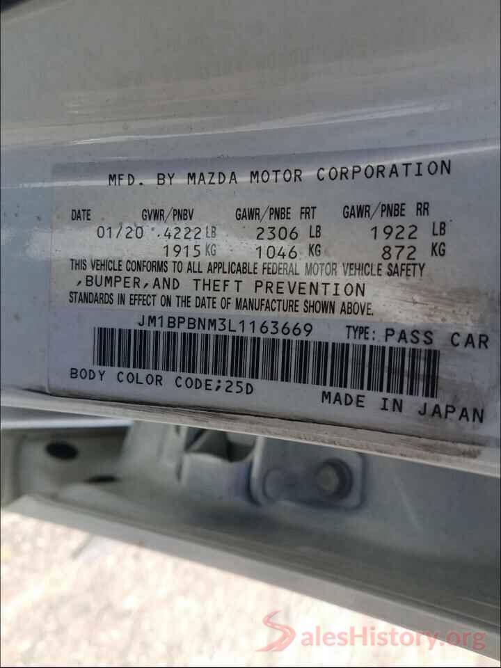 JM1BPBNM3L1163669 2020 MAZDA 3