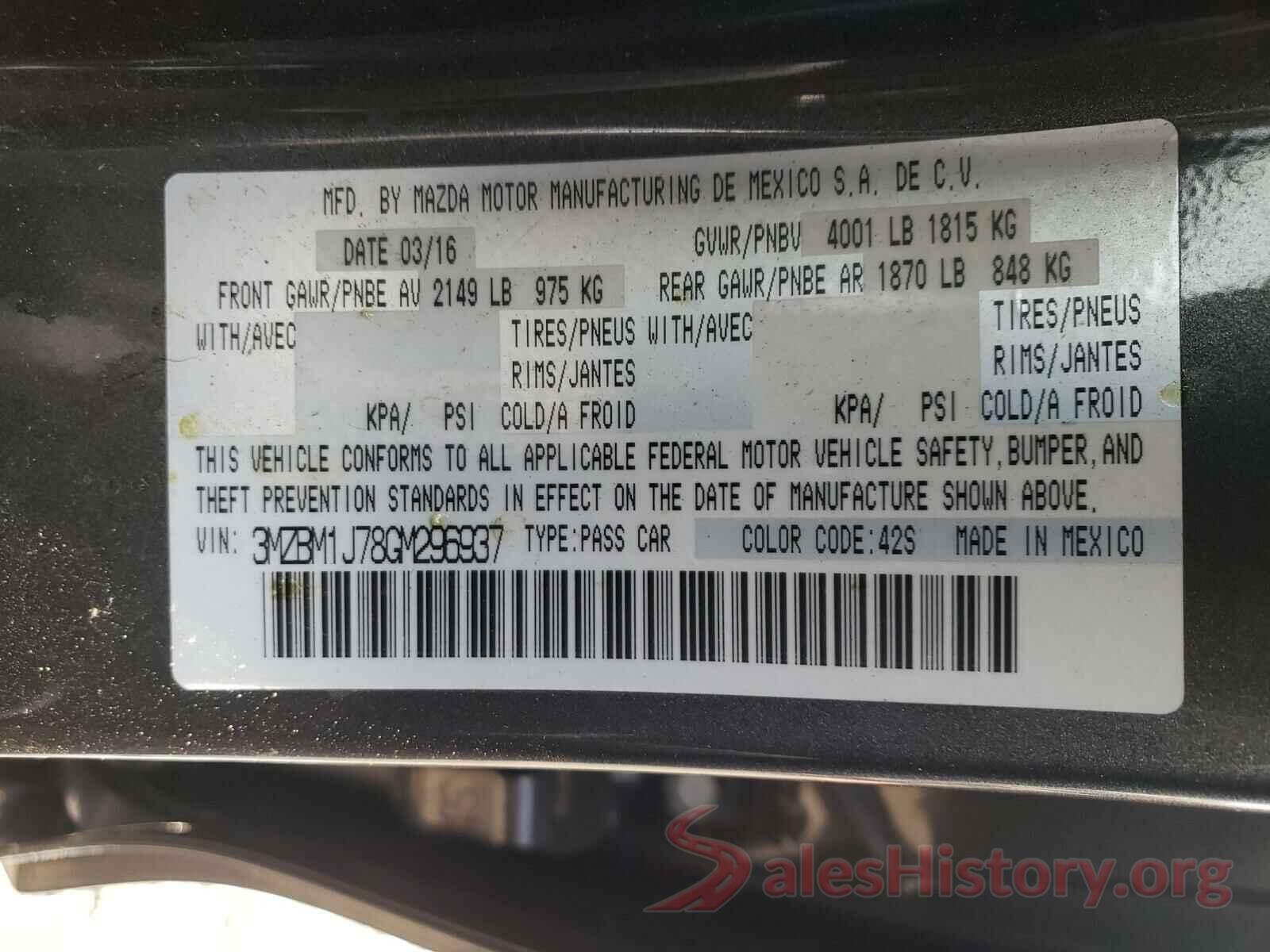 3MZBM1J78GM296937 2016 MAZDA 3