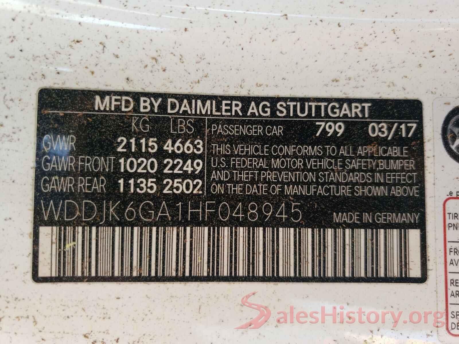 WDDJK6GA1HF048945 2017 MERCEDES-BENZ S CLASS