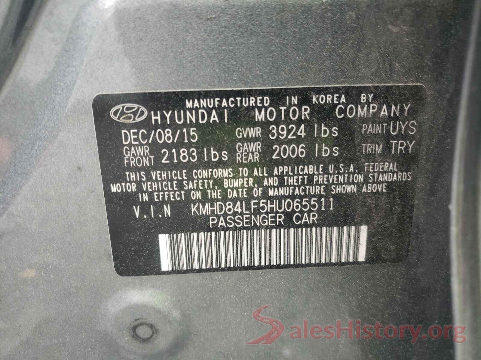 KMHD84LF5HU065511 2017 HYUNDAI ELANTRA