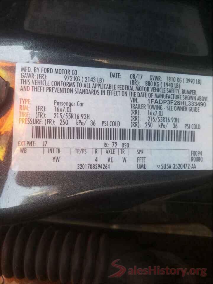 1FADP3F28HL333490 2017 FORD FOCUS