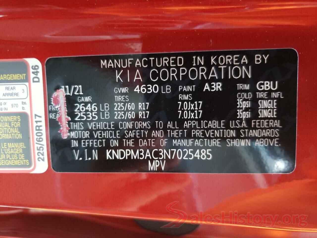 KNDPM3AC3N7025485 2022 KIA SPORTAGE