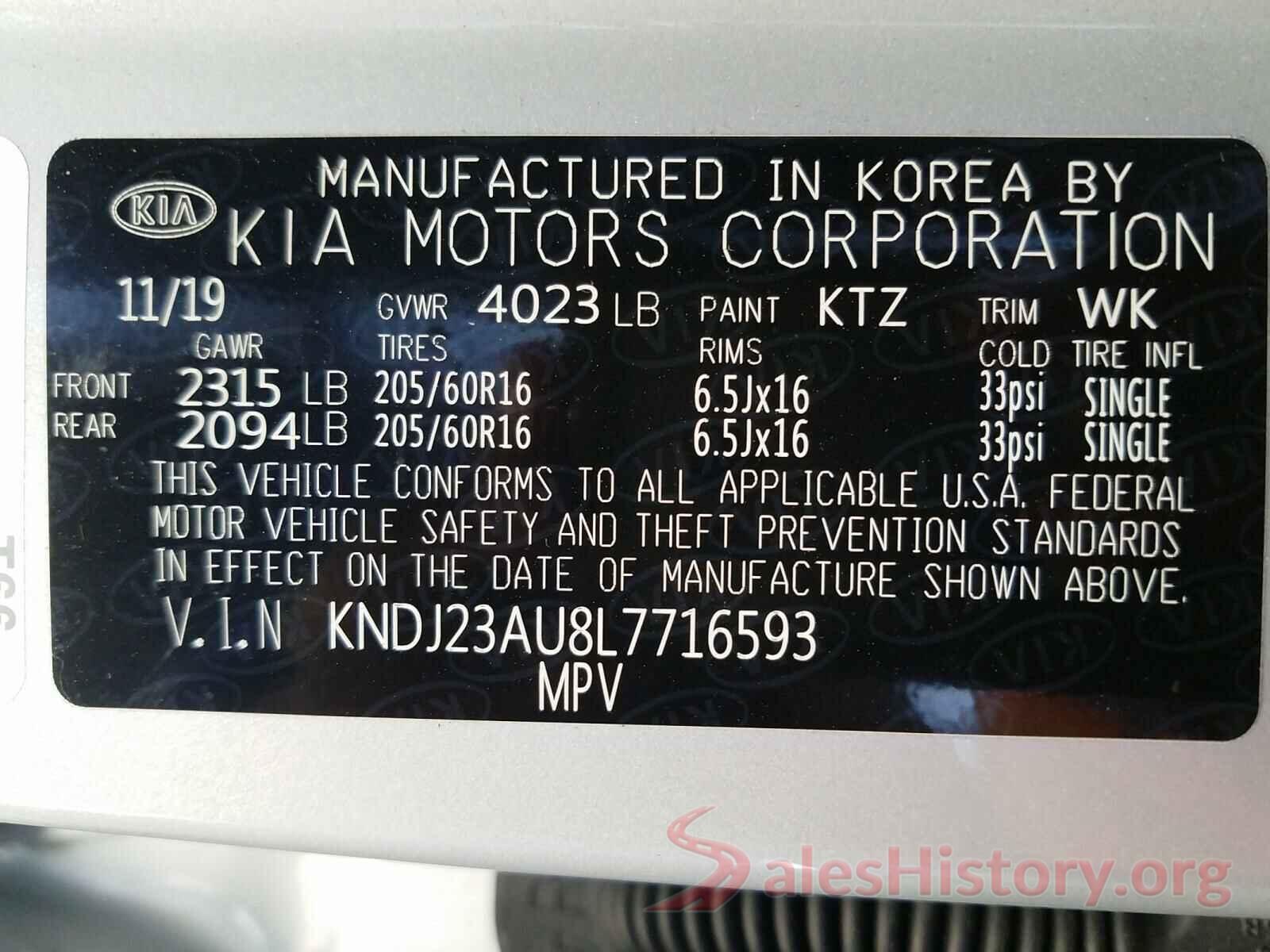 KNDJ23AU8L7716593 2020 KIA SOUL