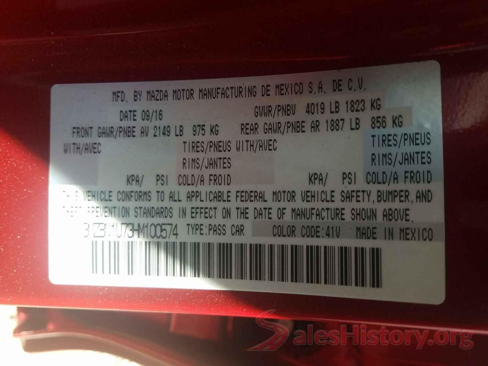 3MZBN1U73HM100574 2017 MAZDA 3