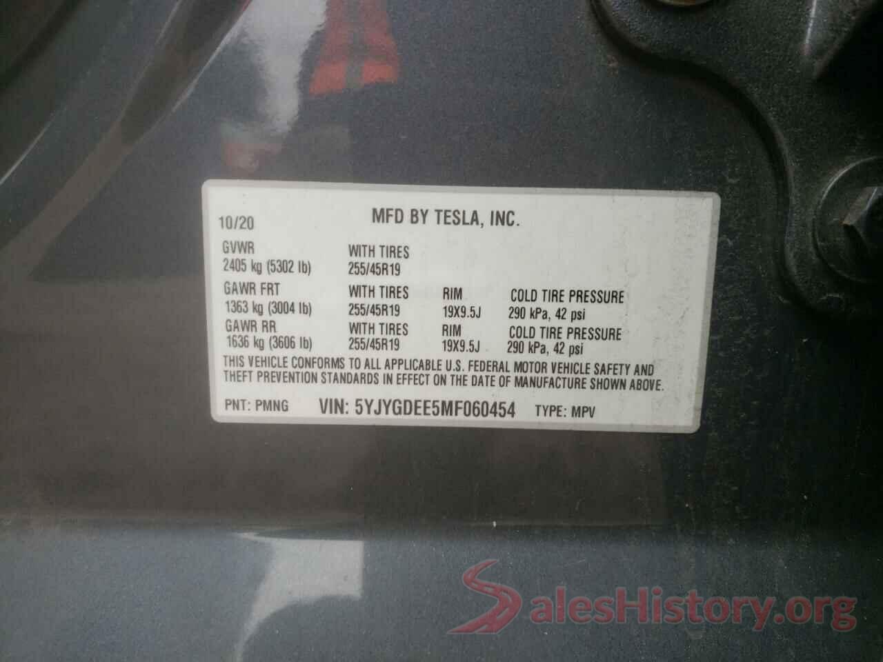 5YJYGDEE5MF060454 2021 TESLA MODEL Y