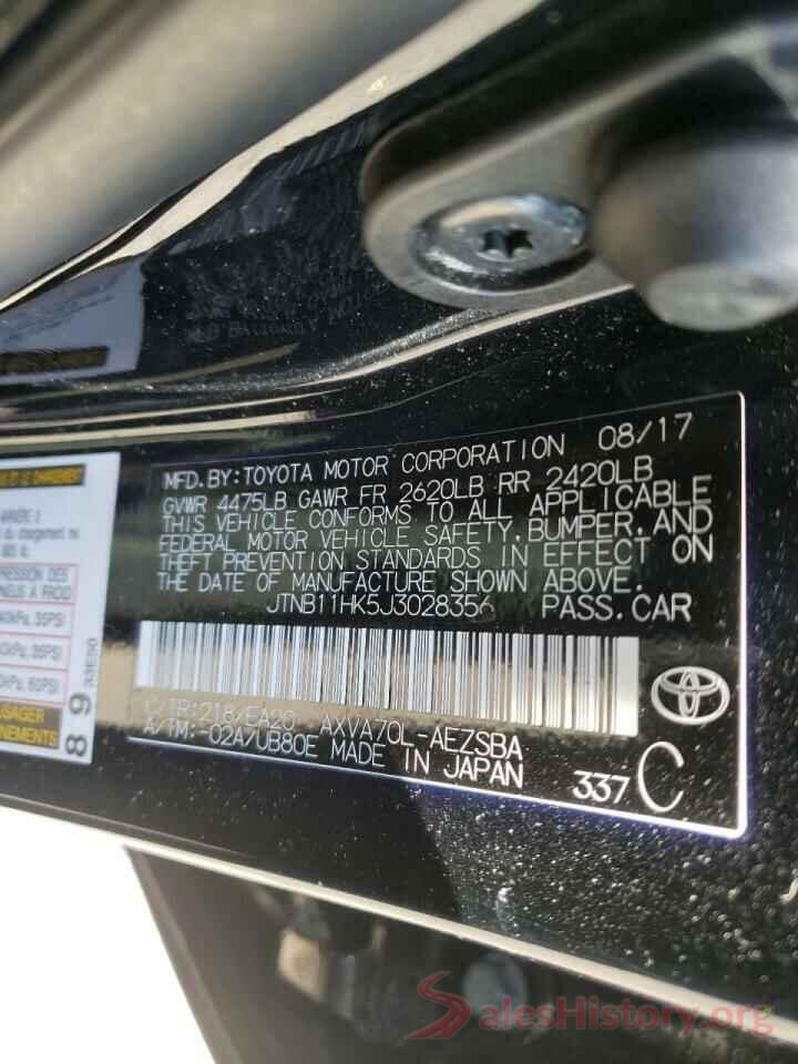 JTNB11HK5J3028356 2018 TOYOTA CAMRY